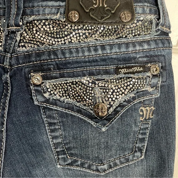 Miss Me Women's Embellished Blue Boot Cut Jeans - Picture 6 of 15